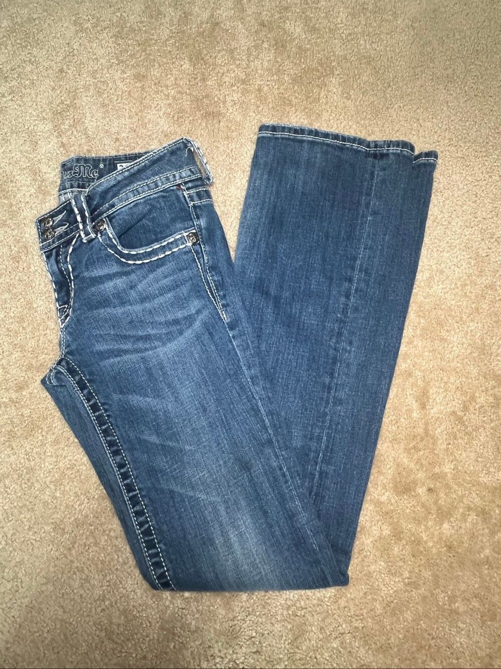 Miss Me Women’s Bootcut Jeans Size 28 JP4656-6 Heavy Rhinestone Flap Pocket Y2K
